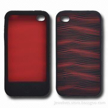 Protective Silicone Case for iPhone 4, with Laser Logo, Protects Phone from Bumps and Crashes